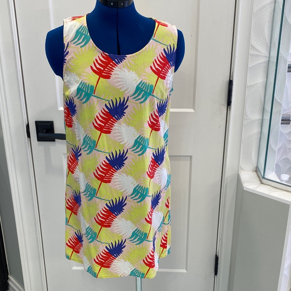 Colorful Marine Layer Leaf Print Sleeveless Dress
